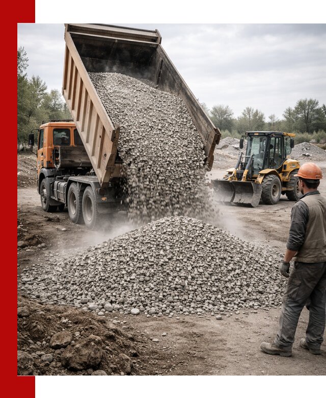 Доставка щебня в Карталах крупными и мелкими фракциями