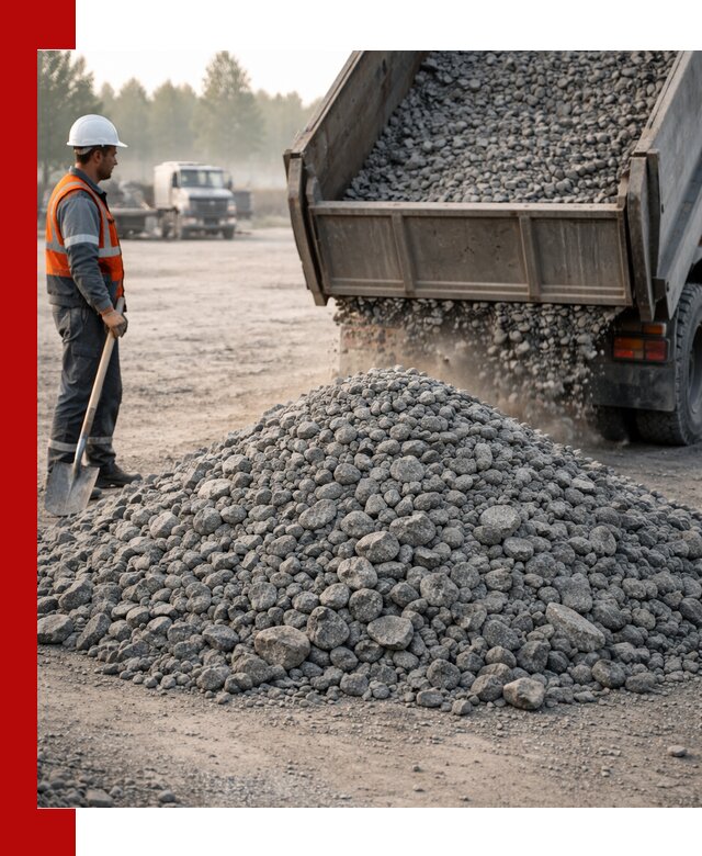 Гранитный щебень фракции 100–201 для строительства в Карталах