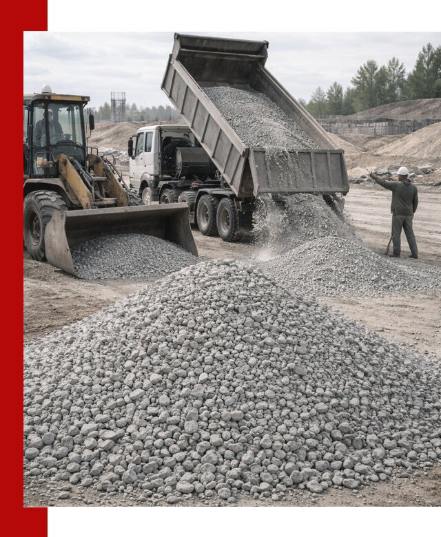 Доставка известнякового щебня фр. 5–20 в Карталах