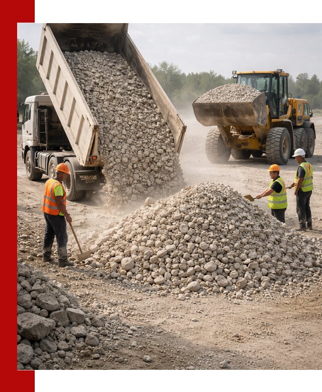 Доставка известнякового щебня фр. 40-70 в Карталах