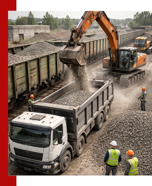 Железнодорожный щебень фракция 25–60 для поставок в Карталах