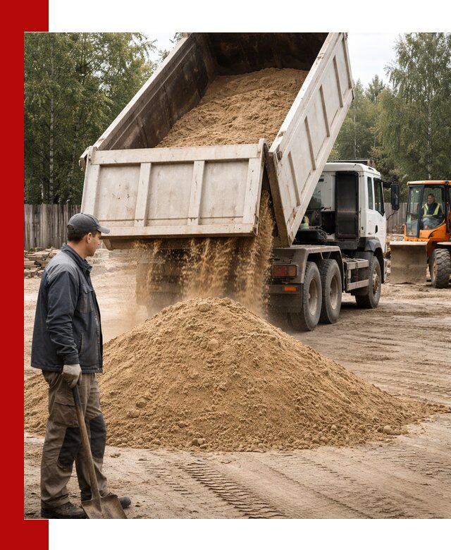 Доставка и продажа песка с разгрузкой в Карталах