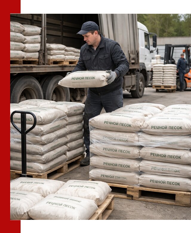 Речной песок в мешках с доставкой в Карталах
