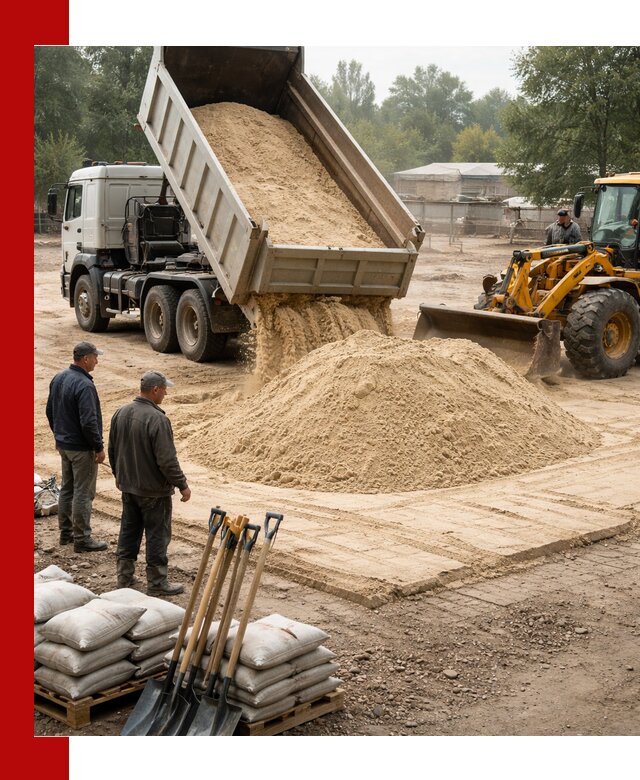Доставка мытого песка в Карталах с самосвалами по выгодной цене