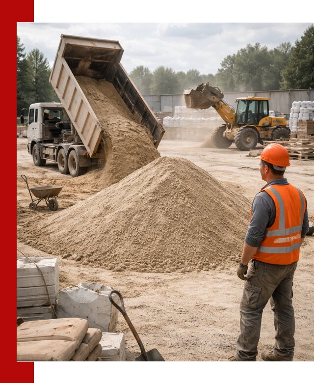 Доставка строительного песка с самосвалом в Карталах