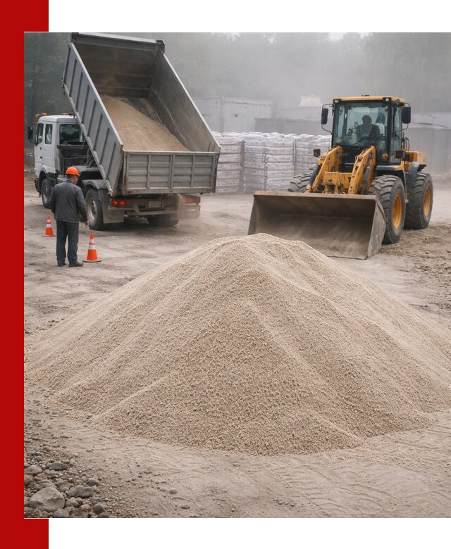 Кварцевый песок фракция 0–8 для стройработ в Карталах