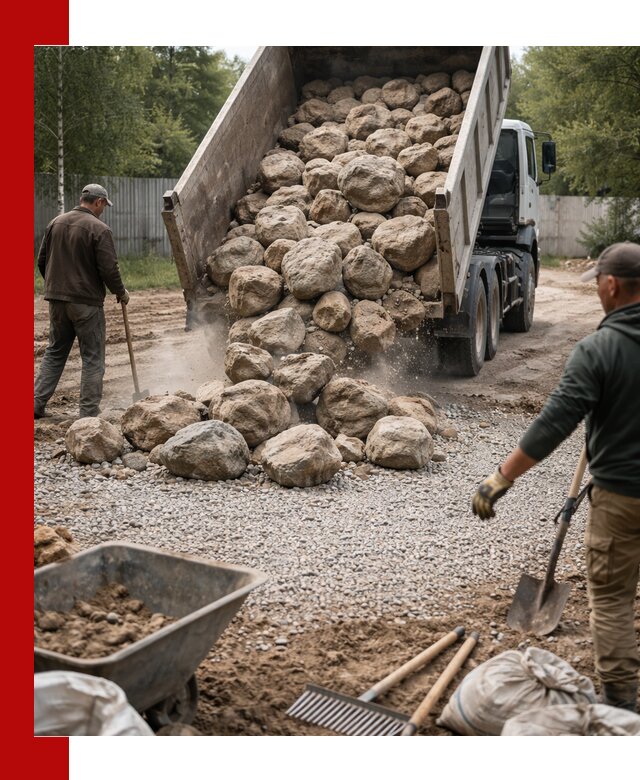 Доставка и укладка булыжника в Карталах