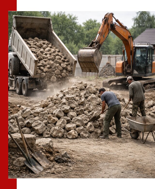 Доставка и разгрузка бутового камня в Карталах