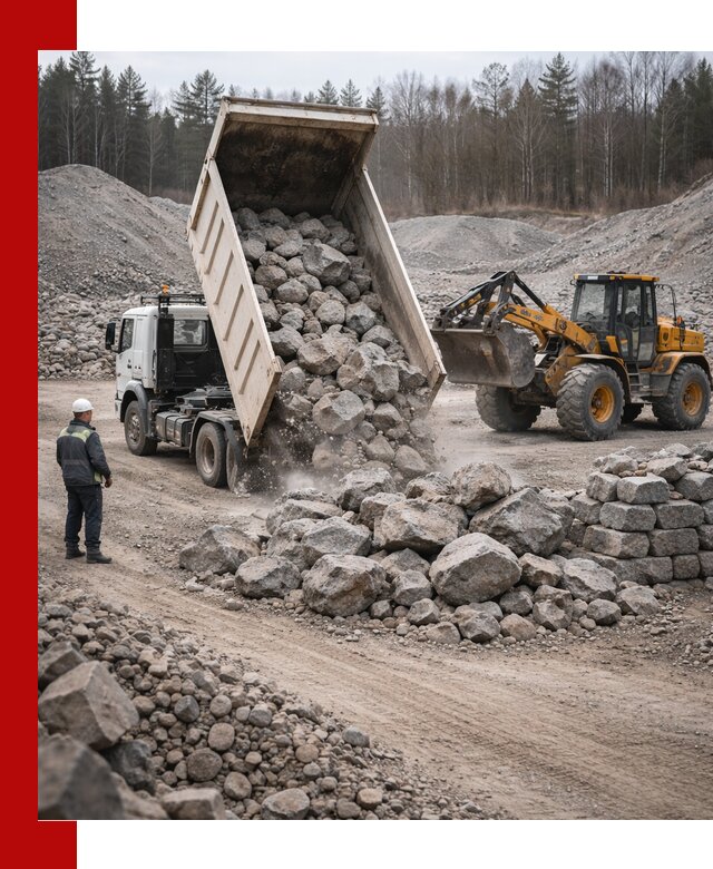 Доставка и продажа бутового гранитного камня в Карталах