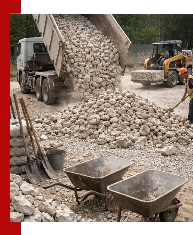 Доставка и продажа бутового известнякового камня в Карталах