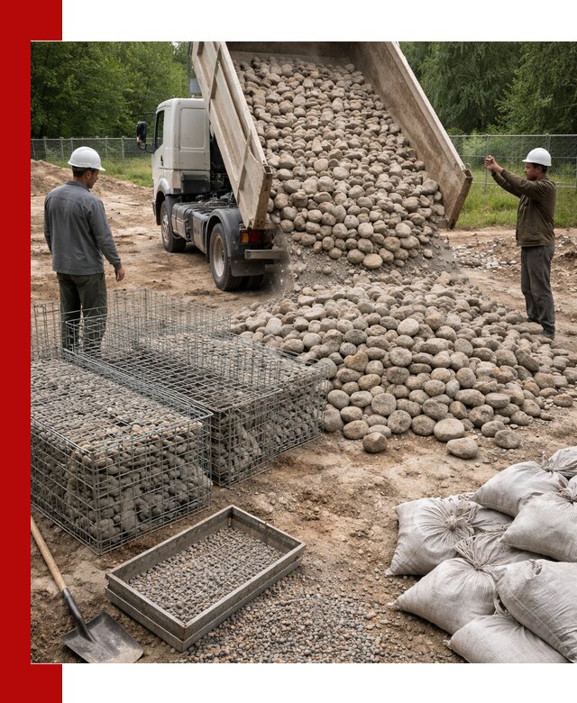 Камень для габионов фракция 70–151 в Карталах