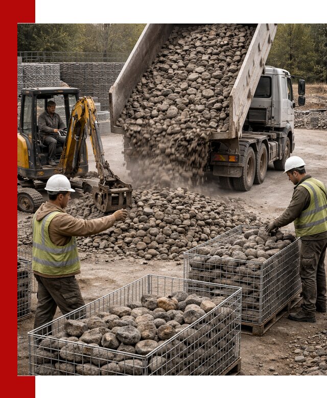 Камень для габионов фракция 100–201 в Карталах