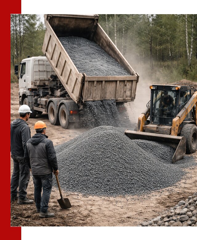 Гранитный отсев 0-5 с доставкой и разгрузкой в Карталах