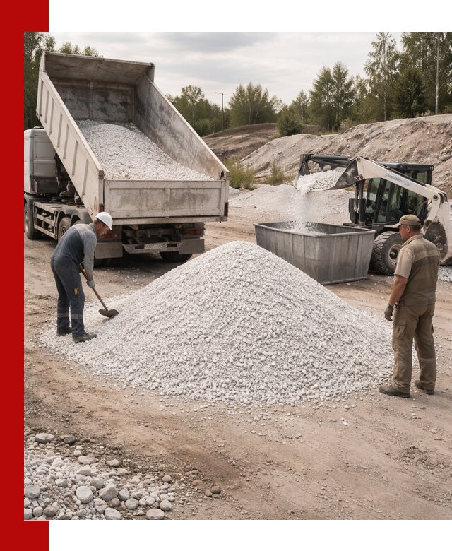 Доставка и продажа белой мраморной крошки в Карталах