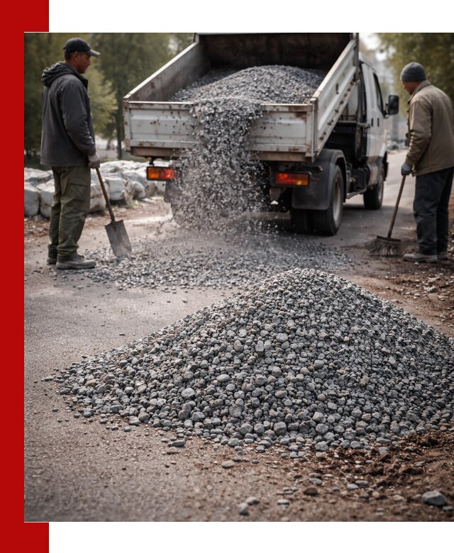 Гранитная крошка для посыпки дорог и тротуаров в Карталах