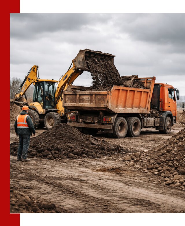 Вывоз грунта и строительного мусора в Карталах грузовыми самосвалами