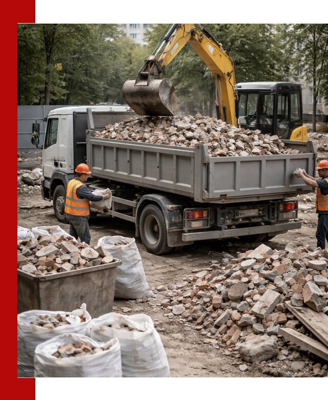 Вывоз строительного мусора в Карталах с самосвалами и контейнерами
